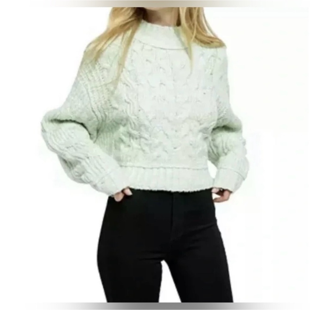 NWT Free People Minty Fog Cropped Sweater